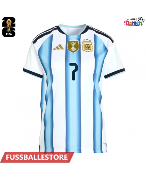 Günstige Argentinien Rodrigo De Paul #7 Heimtrikot Damen WM 2026 Kurzarm